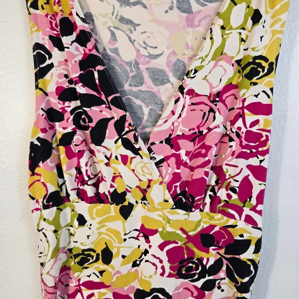 Cabi Floral Top Women's S Pink Multi Empire Waist Y2K Long Line Sleeveless